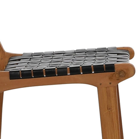 Image of Black Leather / Natural Wood Dylan Counter Stool