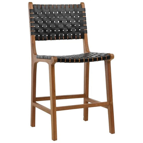 Image of Black Leather / Natural Wood Dylan Counter Stool