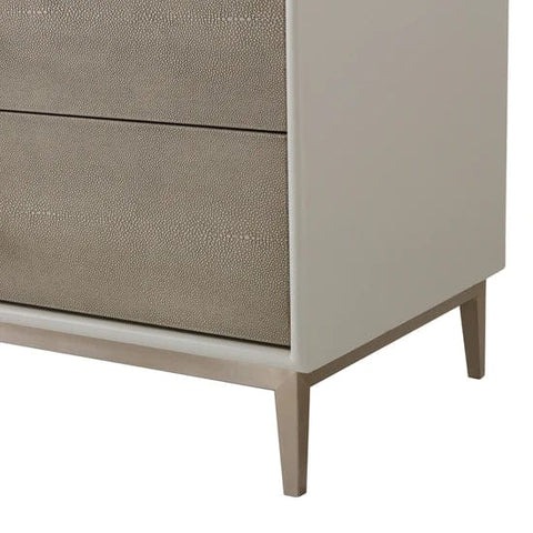Image of Alice Chest - 4 Drawer - Emboss Faux Shagreen / Grey & Light Bronze