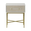 Alice Nightstand - 1 Drawer - Faux Shagreen / Ivory