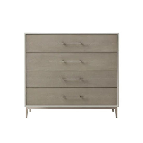 Image of Alice Chest - 4 Drawer - Emboss Faux Shagreen / Grey & Light Bronze